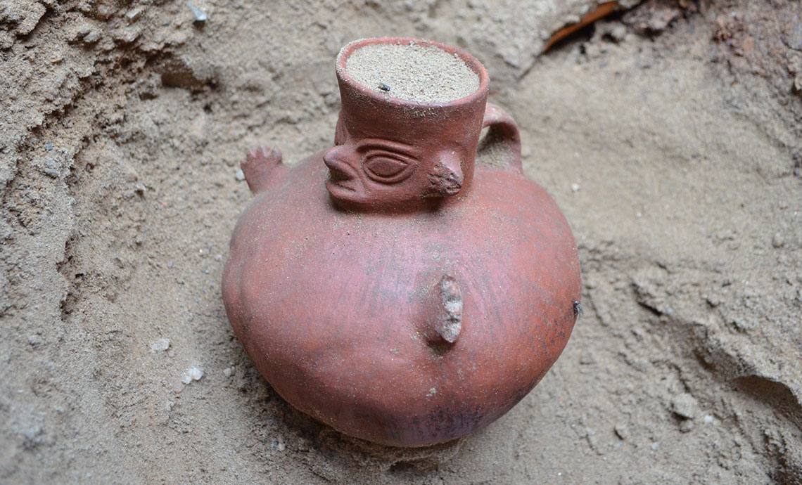 Pre-Hispanic piece found at the archaeological site.
